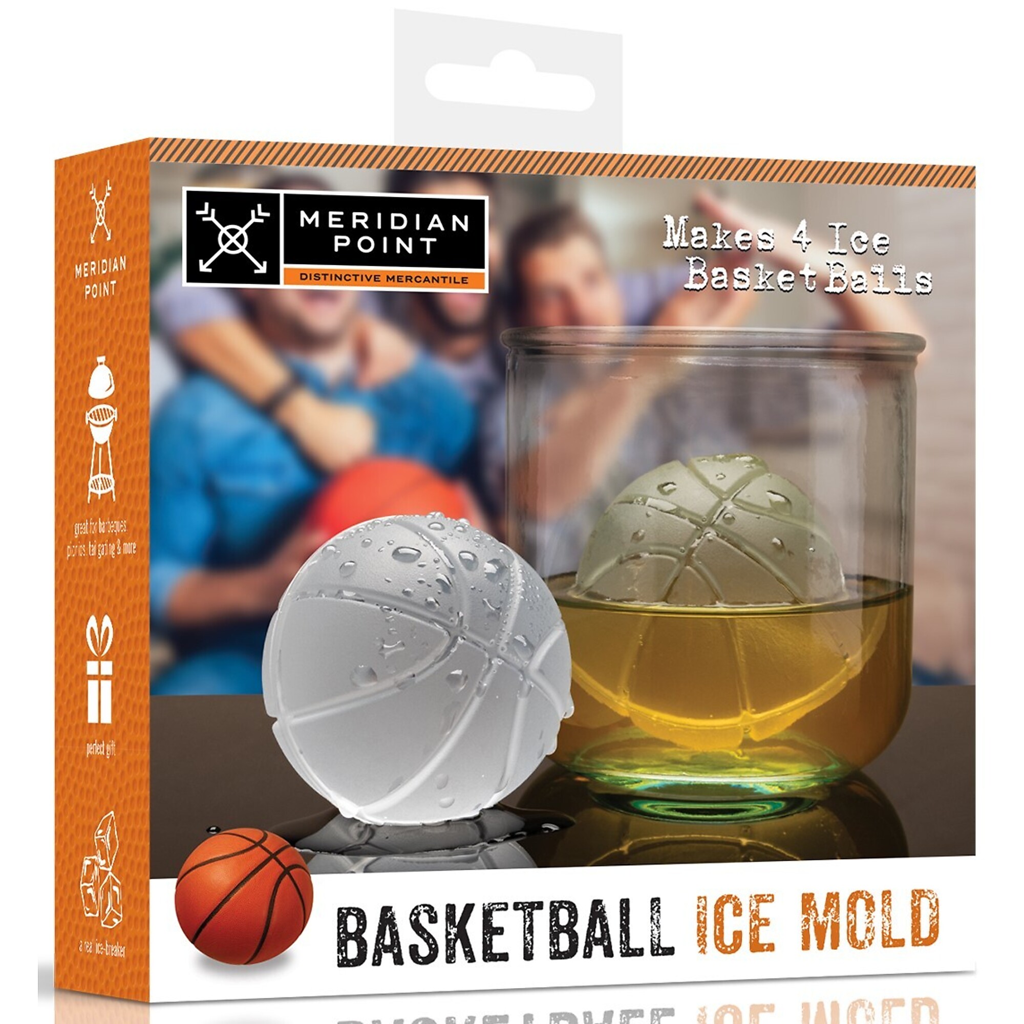 Meridian Point 4 Pack Silicone Basketball Ice Mold Set, Model #BIM-12-5085